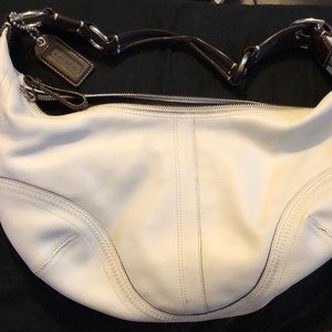 Coach bag. White leather hobo shoulder